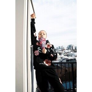 Rare Chris Pyrate and Friends Cherry Blossom Floral Hoodie Sweatshirt M Limited